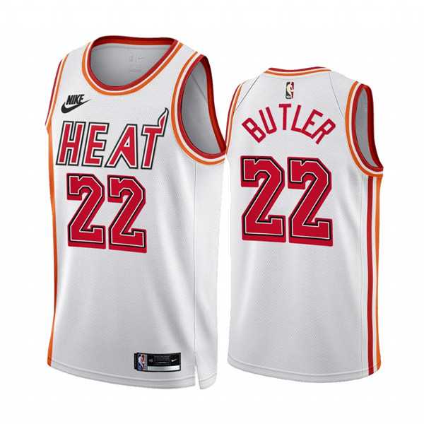Men%27s Miami Heat #22 Jimmy Butler White Classic Edition Stitched Basketball Jersey Dzhi